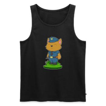 Katze Polizist Mikrofon Polizei - Männer Premium Bio Tank Top - Schwarz - Vorne - Michal (187cm)