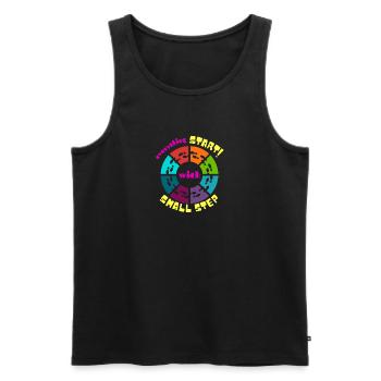 Alles fängt mit kleinen Schritten an - Männer Premium Bio Tank Top - Schwarz - Vorne - AI Model Male 178 light (178cm)