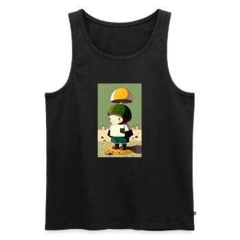 Pilz-Pilz-Charakter - Männer Premium Bio Tank Top - Schwarz - Vorne - AI Model Male 178 light (178cm)