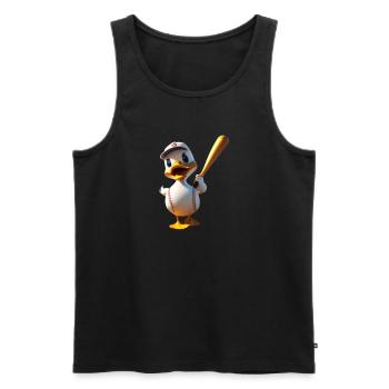 Dessin animé de baseball batteur de canard - Débardeur bio Premium Homme - noir - Devant - Michal (187cm)