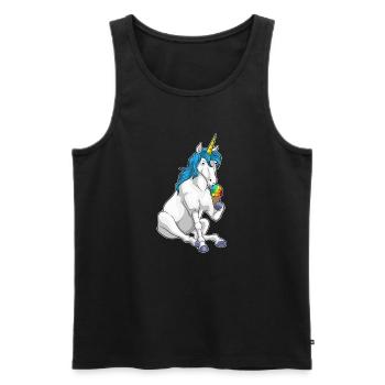 Glace à la gaufre Licorne - Débardeur bio Premium Homme - noir - Devant - Michal (187cm)