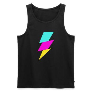 Abstrakter Strahl in Neonfarben - Männer Premium Bio Tank Top - Schwarz - Vorne - AI Model Male 178 light (178cm)