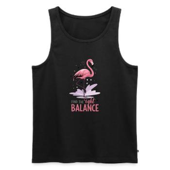 Flamants roses : trouver le bon équilibre Yoga de pleine conscience - Débardeur bio Premium Homme - noir - Devant - Michal (187cm)