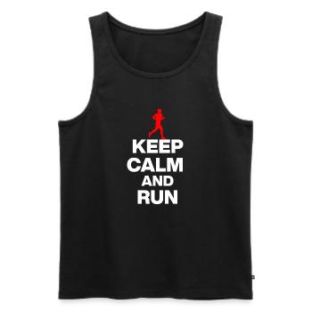 KEEP CALM AND RUN! FOR JOGGERS AND MARATHONERS sw - Men's Premium Organic Tank Top - black - Front - AI Model Male 178 light (178cm)