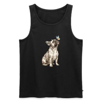Bouledogue français pour le papillon amoureux des chiens - Débardeur bio Premium Homme - noir - Devant - Michal (187cm)
