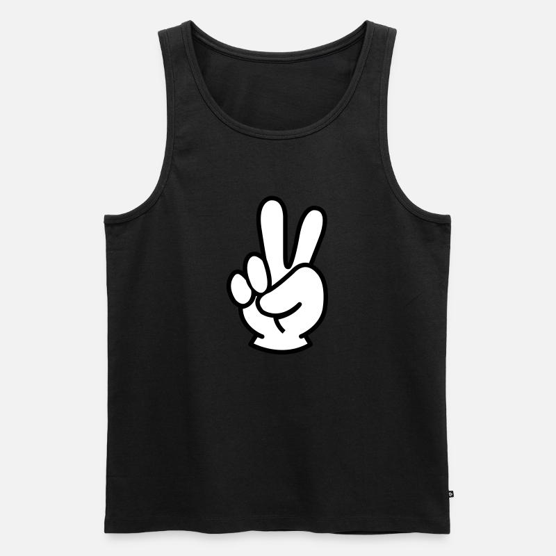 peace hand - Männer Premium Bio Tank Top - Schwarz