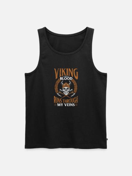 Vikingen Scandinavisch Vikingbloed loopt door mijn - Mannen Premium Bio Tanktop - zwart