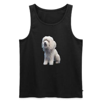 Chien de berger anglais ancien - Bobtail - Débardeur bio Premium Homme - noir - Devant - AI Model Male 178 light (178cm)