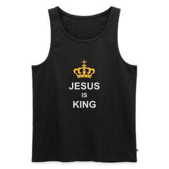 jesus is king quote - Men's Premium Organic Tank Top - black - Front - Michal (187cm)