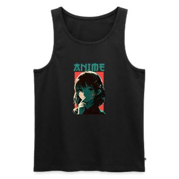 Anime Mädchen Egirl Manga Animiert Porträt Japan - Männer Premium Bio Tank Top - Schwarz - Vorne - AI Model Male 178 light (178cm)
