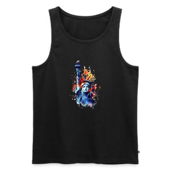 Statue de la Liberté en Aquarelle - Débardeur bio Premium Homme - noir - Devant - Michal (187cm)