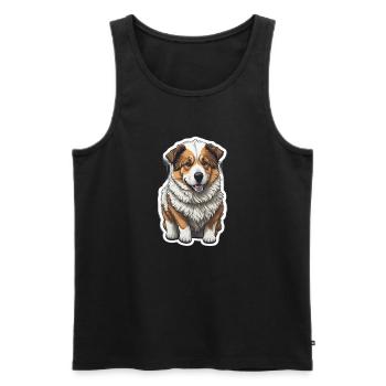Petit chien - Corgi - Débardeur bio Premium Homme - noir - Devant - AI Model Male 178 light (178cm)