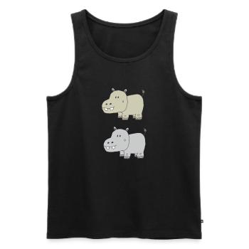 Hippopotames double - Débardeur bio Premium Homme - noir - Devant - Michal (187cm)
