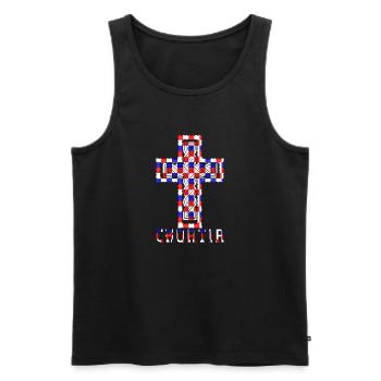 Croatie Croix drapeau patriotisme Vintage Gloire cheveux - Débardeur bio Premium Homme - noir - Devant - Michal (187cm)