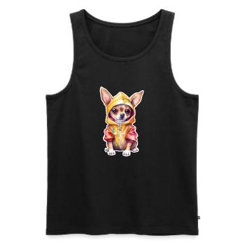 Funny Chihuahua in dog clothes. - Men's Premium Organic Tank Top - black - Front - AI Model Male 178 light (178cm)