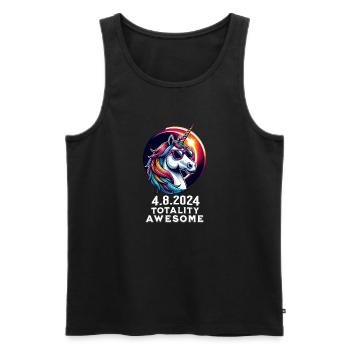 Unicorn in Sunglasses Solar Eclipse 2024 - Men's Premium Organic Tank Top - black - Front - AI Model Male 178 light (178cm)