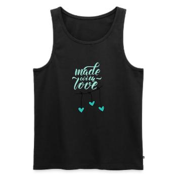 Made with Love - Débardeur bio Premium Homme - noir - Devant - Michal (187cm)