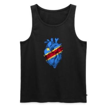 Free Congo Heart Flag - Show Love for Congo - Men's Premium Organic Tank Top - black - Front - AI Model Male 178 light (178cm)