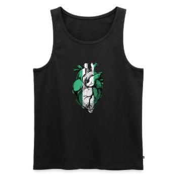 Drapeau du Cœur du Nigeria Gratuit - Montrez de l’amour pour le Nigeria - Débardeur bio Premium Homme - noir - Devant - AI Model Male 178 light (178cm)