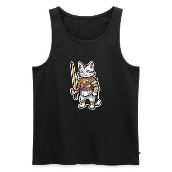 Cat Knight Comic - Men's Premium Organic Tank Top - black - Front - AI Model Male 178 light (178cm)