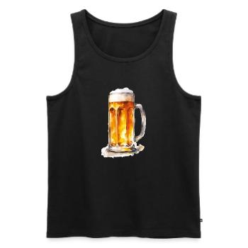 Bière 1 - Débardeur bio Premium Homme - noir - Devant - Michal (187cm)