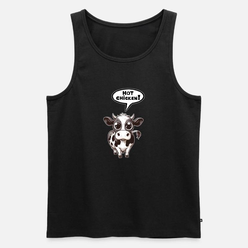 Kuh Sprechblase Hot Chicken - Männer Premium Bio Tank Top - Schwarz