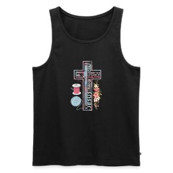 All I Need Today Is A Little Bit Of Quilting Quilt - Men's Premium Organic Tank Top - black - Front - Michal (187cm)