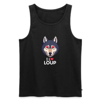 Ich liebe Wolf - Männer Premium Bio Tank Top - Schwarz - Vorne - AI Model Male 178 light (178cm)