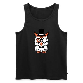 Sir hibou chapeau haut de forme monocle verres riches M. - Débardeur bio Premium Homme - noir - Devant - Michal (187cm)
