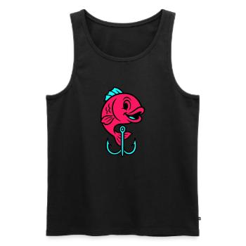 Fisch Angelhaken Comic - Männer Premium Bio Tank Top - Schwarz - Vorne - AI Model Male 178 light (178cm)