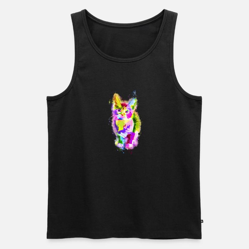Tier bunt hell glühend - Männer Premium Bio Tank Top - Schwarz