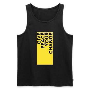 GIVE PEACE YOUR CHANGE - Men's Premium Organic Tank Top - black - Front - Michal (187cm)