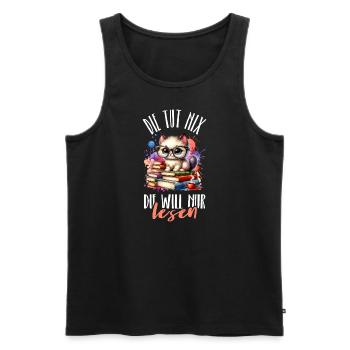 Die Tut Nix Die Will Nur Lesen ist mein Hobby - Männer Premium Bio Tank Top - Schwarz - Vorne - AI Model Male 178 light (178cm)
