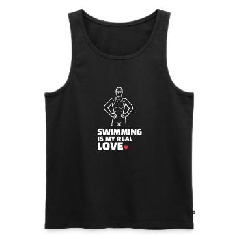 Ich Liebe Schwimmen - Männer Premium Bio Tank Top - Schwarz - Vorne - AI Model Male 178 light (178cm)