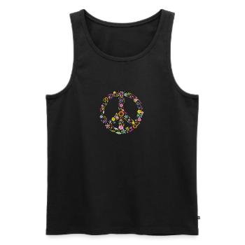 Floral Peace - Männer Premium Bio Tank Top - Schwarz - Vorne - AI Model Male 178 light (178cm)