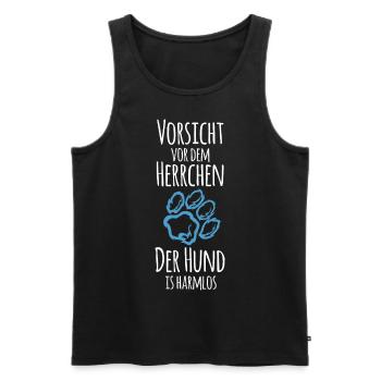 Vorsicht Herrchen - Männer Premium Bio Tank Top - Schwarz - Vorne - Michal (187cm)