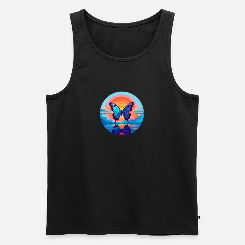Blauer Morpho-Schmetterling - Männer Premium Bio Tank Top - Schwarz