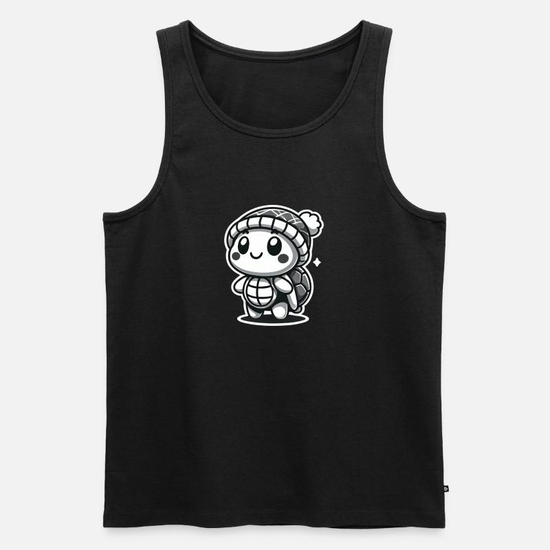 Curious Turtle - Hat Explorer - Männer Premium Bio Tank Top - Schwarz