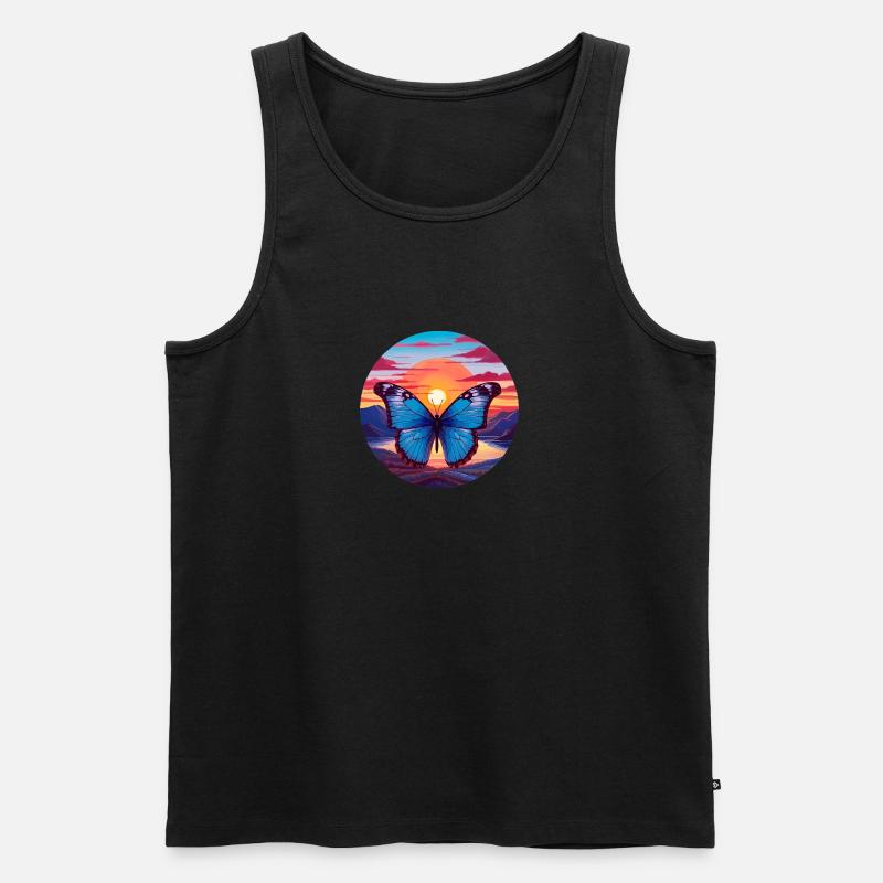 Blauer Morpho-Schmetterling - Männer Premium Bio Tank Top - Schwarz