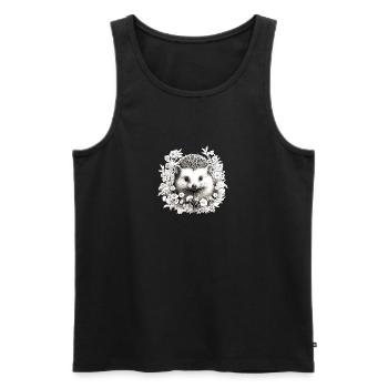 Süßer Vintage Igel - Männer Premium Bio Tank Top - Schwarz - Vorne - AI Model Male 178 light (178cm)