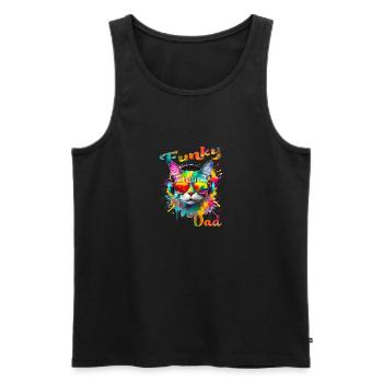 Funky Dad. Geburtstag, Vatertag. Katze - Männer Premium Bio Tank Top - Schwarz - Vorne - Michal (187cm)