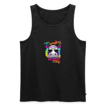 Funky Boy Hippopotamus - Men's Premium Organic Tank Top - black - Front - AI Model Male 178 light (178cm)