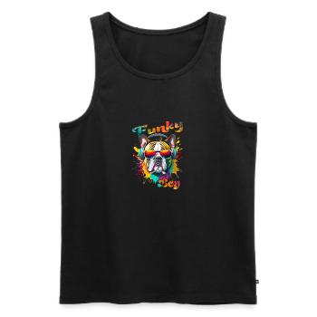 Funky Boy Bulldog - Men's Premium Organic Tank Top - black - Front - AI Model Male 178 light (178cm)