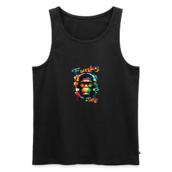 Funky Boy Monkey - Men's Premium Organic Tank Top - black - Front - AI Model Male 178 light (178cm)