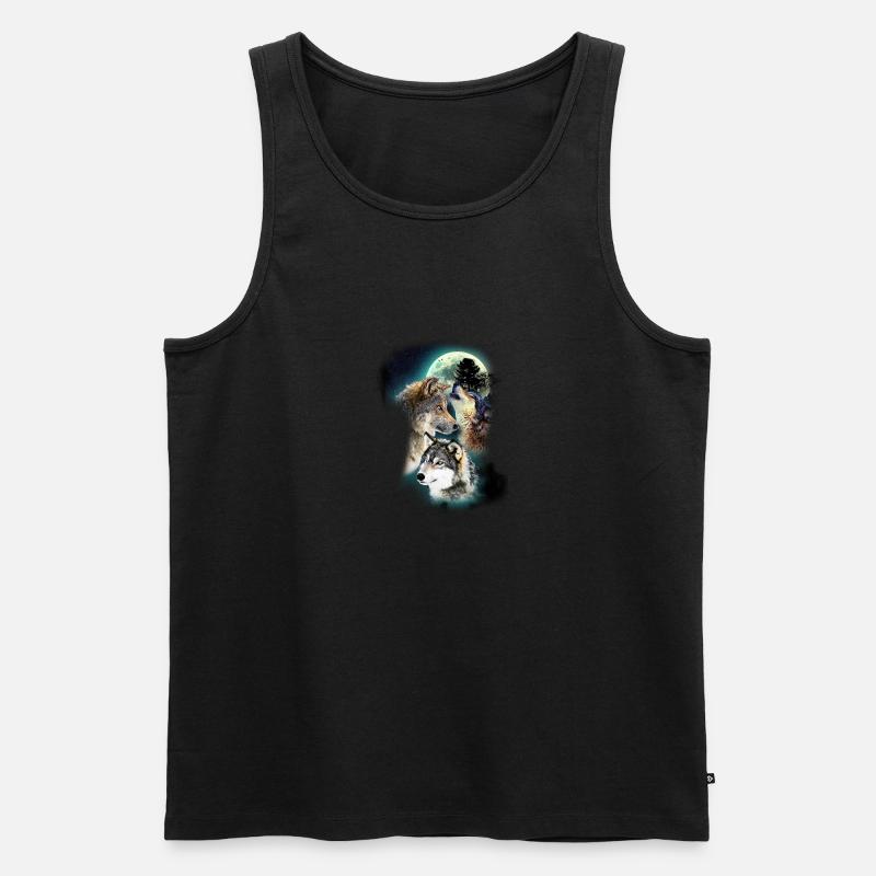 Wolf Design Mond Wölfe - Männer Premium Bio Tank Top - undefined