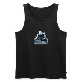Experiment desk - Männer Premium Bio Tank Top - Schwarz - Vorne - AI Model Male 178 light (178cm)