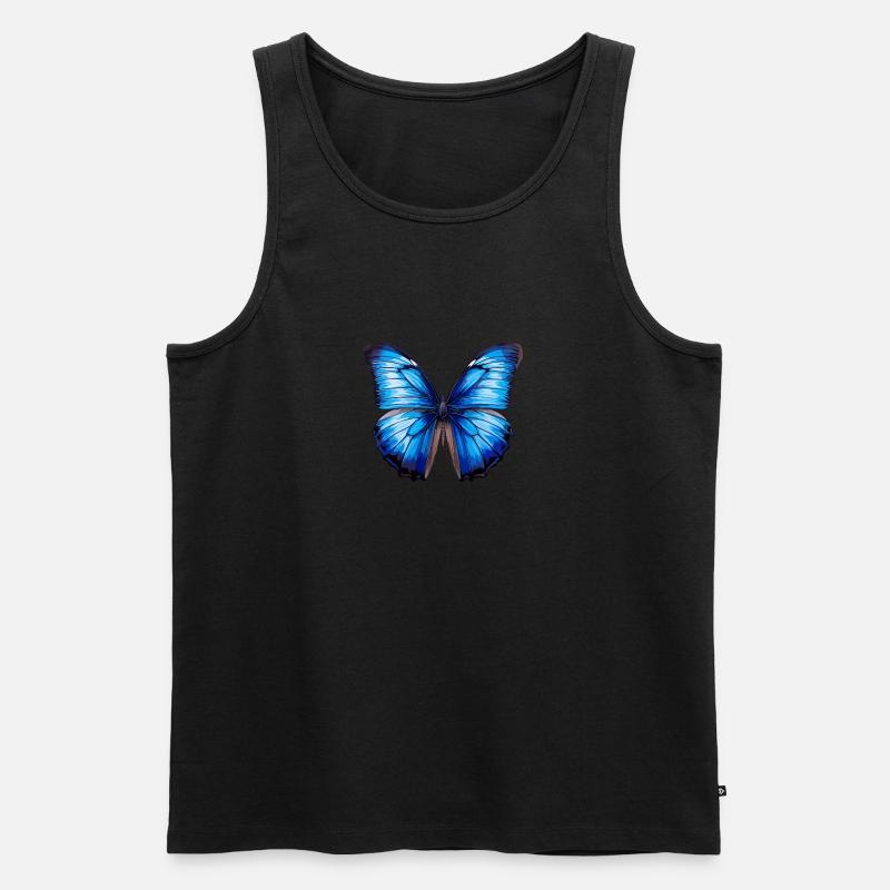 Blauer Morpho-Schmetterling - Männer Premium Bio Tank Top - Schwarz