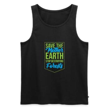 Sauvez le cadeau de la Terre Mère sur le changement climatique - Débardeur bio Premium Homme - noir - Devant - Michal (187cm)