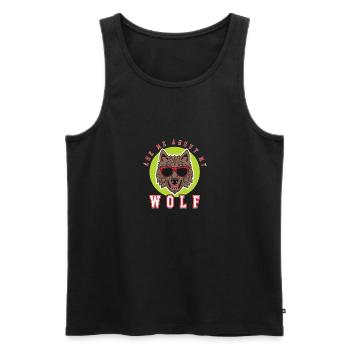 Talk to my wolf - Men's Premium Organic Tank Top - black - Front - Michal (187cm)