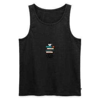 Bookworm Bookworm Tea Drinking Books Reading - Men's Premium Organic Tank Top - black - Front - AI Model Male 178 light (178cm)